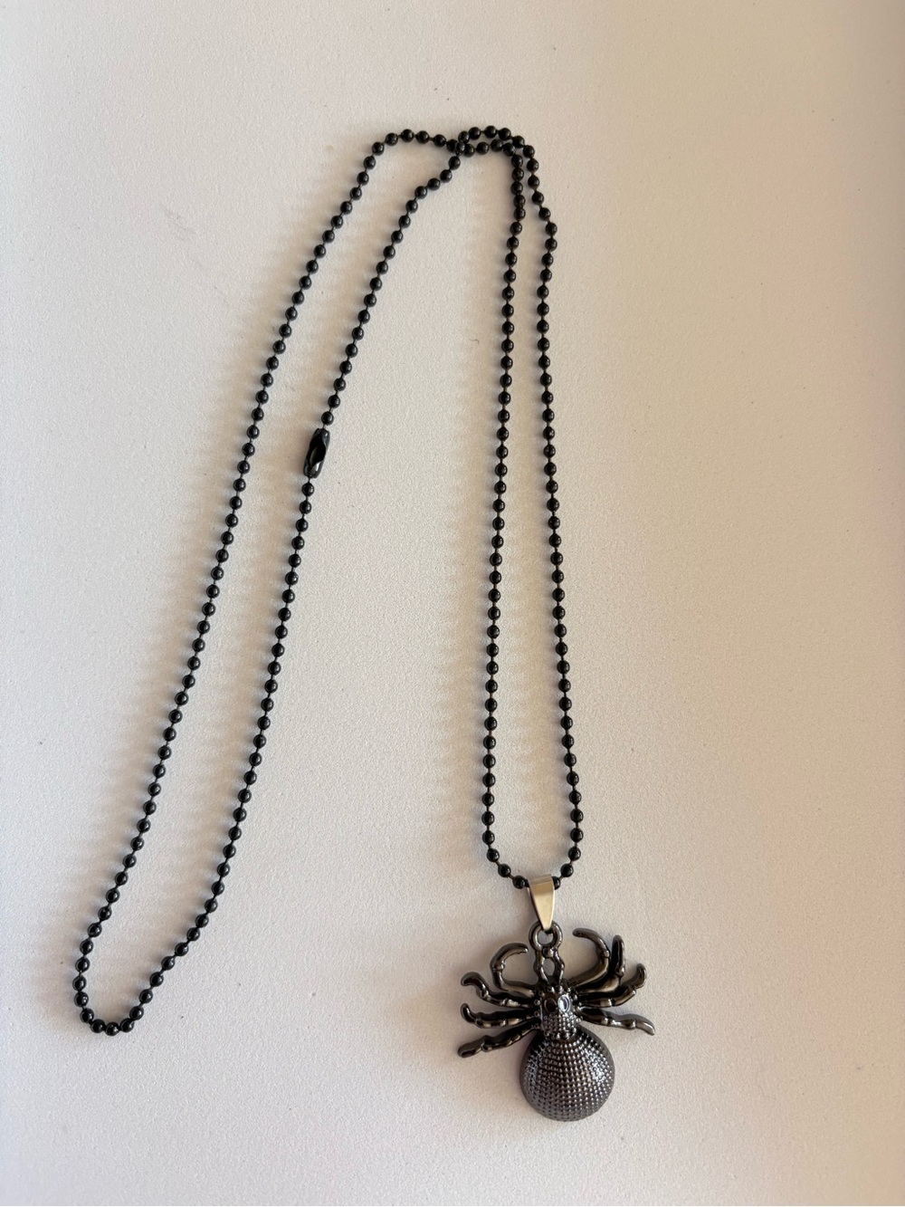 Gunmetal Spider Pendant Necklace